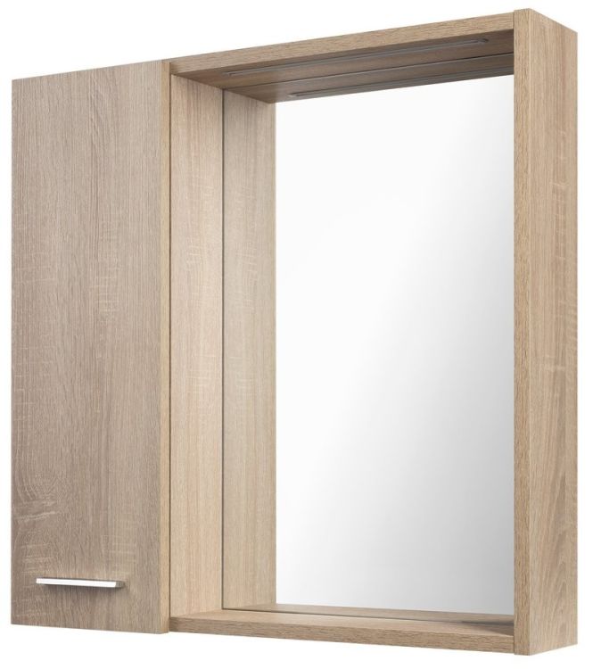 ZOJA/KERAMIA FRESH STRIP szafka z lustrem i oświetleniem LED, 60x60x14cm, lewa, dąb platin
