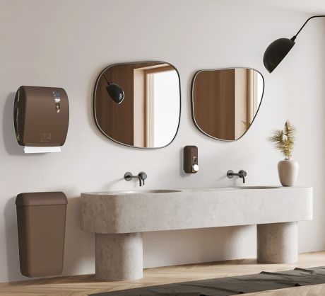 Przejdź do produktu ECOLORED ścienny kosz na śmieci z pokrywą 23l, ABS, Soft Touch, brązowy