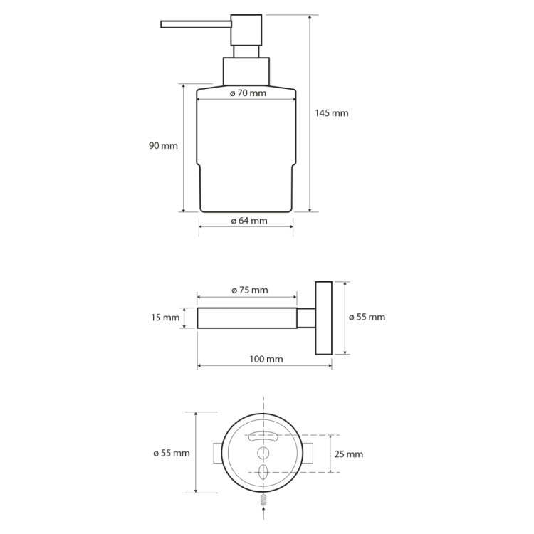 X-ROUND COPPER dozownik mydła 200ml, szkło mleczne, miedź mat
