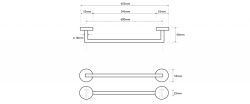 X-ROUND COPPER wieszak na ręczniki 600mm, miedź mat