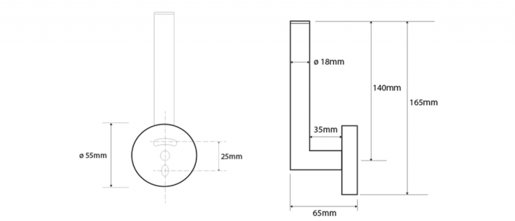 X-ROUND COPPER wieszak na papier toaletowy, miedź mat