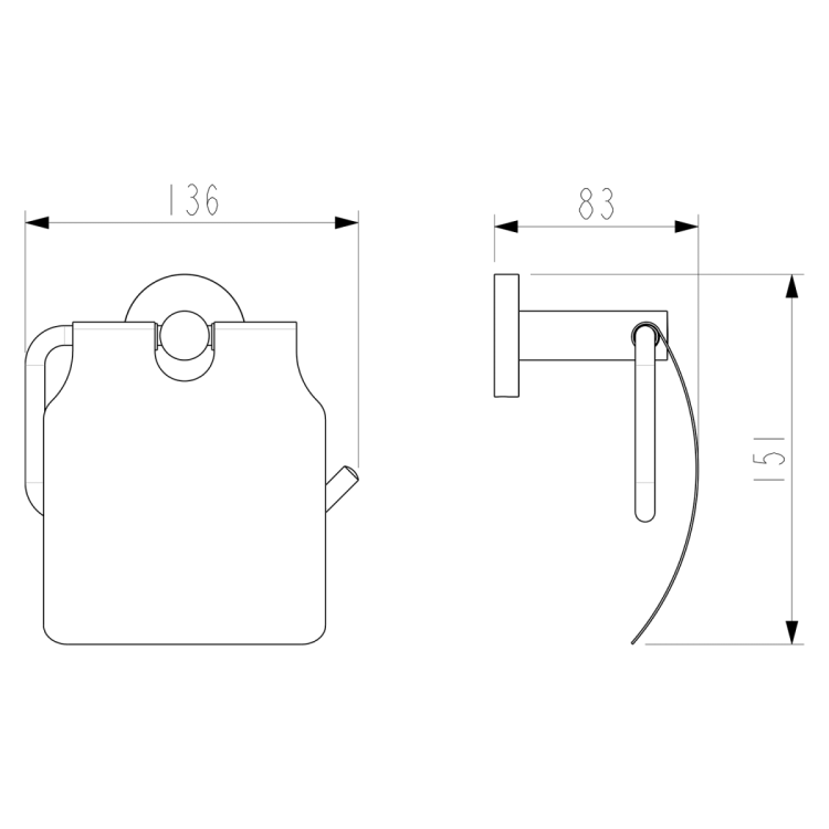 X-ROUND COPPER wieszak na papier toaletowy, z klapką, miedź mat