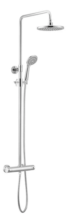 Zestaw prysznicowy z okrągłą deszczownicą 20 cm, baterią termostatyczną i słuchawką prysznicową kompletny Sapho Kimura KU322 chrom