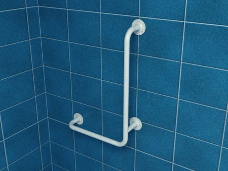 Przejdź do produktu Uchwyt łazienkowy dla osób niepełnosprawnych kątowy ścienny 40x80 cm lewy, biały  Makoinstal 32-UKL 8/4