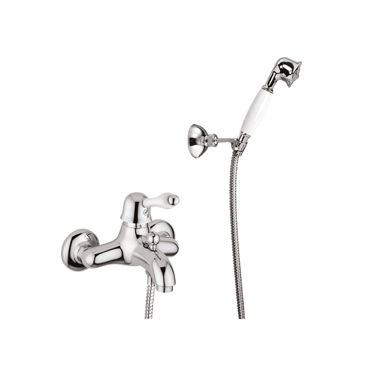 Bateria wannowa Retro ze słuchawką prysznicową Giulini Harmony 9501CR chrom