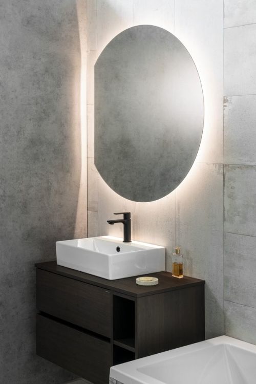 DARA CUT lustro podświetlane LED 20W, ø 100x90cm, folia grzewcza