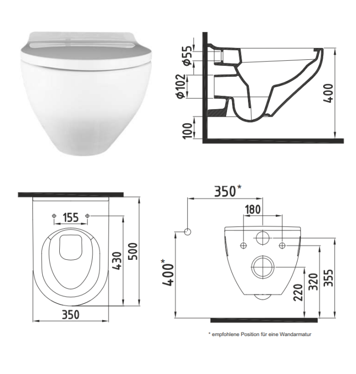 Miska WC z funkcją bidetu 35x52 cm bezrantowa Aquaduo Nicole NIC