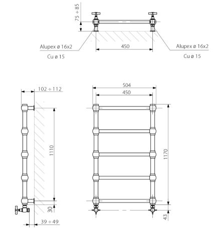 Przejdź do produktu PARIDA grzejnik łazienkowy 504x1170mm, brąz