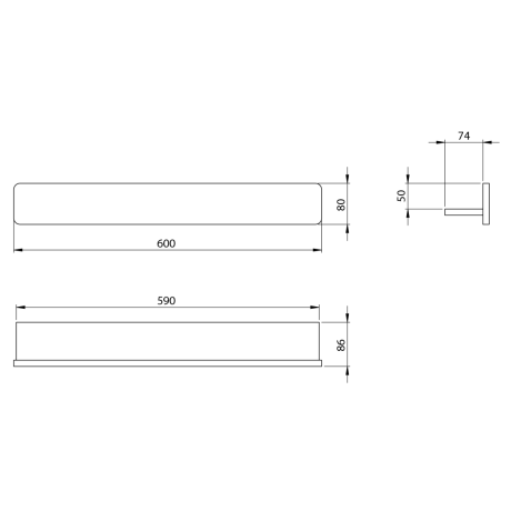 Przejdź do produktu ABELINE półka Rockstone z relingiem 600mm, biały mat