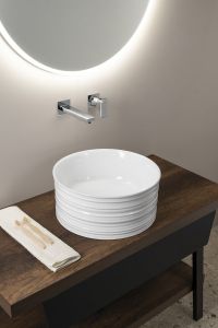 ALETTE ceramiczna umywalka nablatowa, wysoka, średnica 41cm, biały