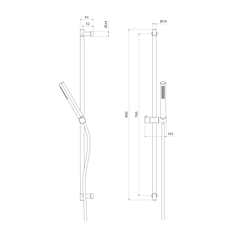 Zestaw prysznicowy, uchwyt przesuwny, 800mm, złoto mat