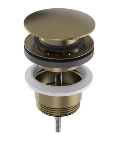 Przejdź do produktu Odpływ umywalkowy, 5/4'', click-clack, duży grzybek, 10-65mm, złoto mat