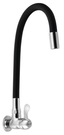 Przejdź do produktu Zawór kulowy ścienny 1/2", z elastyczną wylewką, chrom/czarny mat