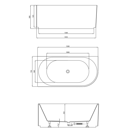 Przejdź do produktu TIBERA STRIP L narożna wanna stojąca, 150x75cm, biały