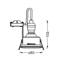 Oświetlenie sufitowe łazienkowe, ø 85mm, GU10OSRAM, 4,3W, 230V, IP65, biały