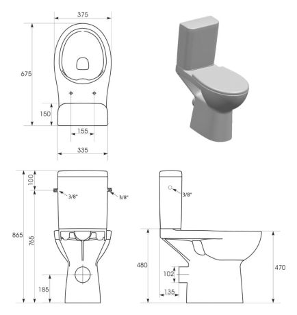 Przejdź do produktu HANDICAP WC kombi deska podnoszona z elektronicznym bidetem BLOOMING EKO PLUS, Rimless, odpływ poziomy, biały