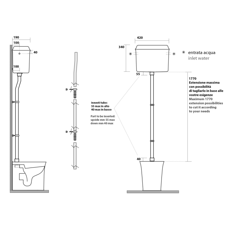 THE NEW YORKER spłuczka do WC wysoka, biały