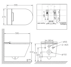 Elektroniczna toaleta myjąca wisząca 39x60 cm Major&Maker Black Pearle czarny mat