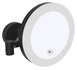 X-ROUND BLACK wiszące lusterko kosmetyczne LED, średnica 200mm, czarny mat