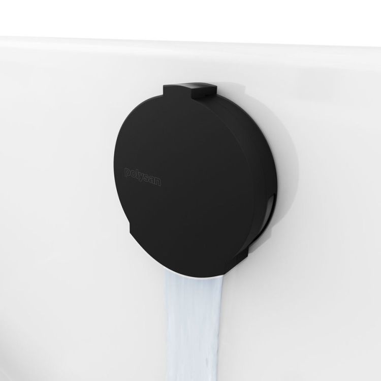 Zestaw odpływowy z napełnianiem, długość 600mm, korek automatyczny 72mm, czarny mat