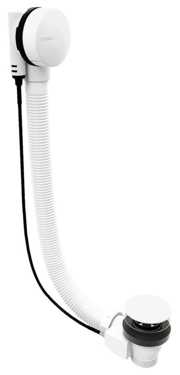Zestaw odpływowy z korkiem automatycznym, długość 1000mm, korek 72mm, biały