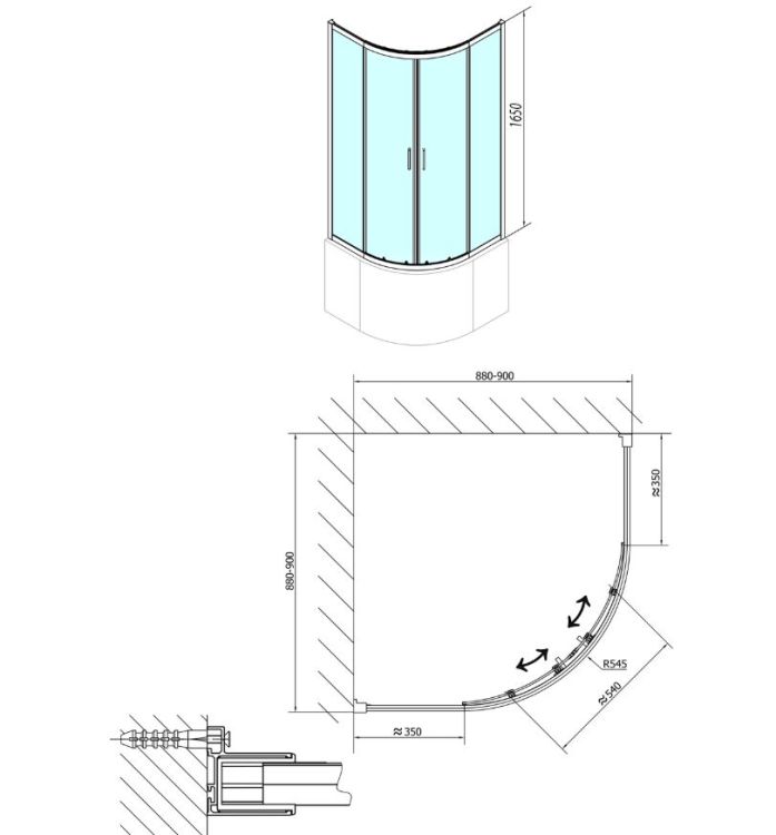 kabina półokrągła 90x90 wysokość 165 cm rysunek.JPG