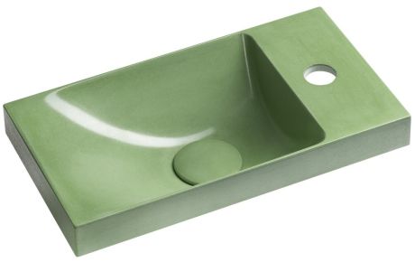 Przejdź do produktu AGOS umywalka betonowa, 40x22cm, lewa/prawa, zielony półpołysk