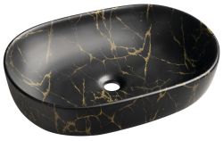 CALEO umywalka ceramiczna nablatowa, 60x42cm, marmur portoro
