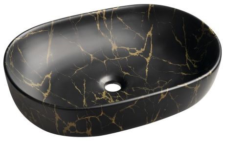 Przejdź do produktu CALEO umywalka ceramiczna nablatowa, 60x42cm, marmur portoro