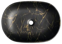 CALEO umywalka ceramiczna nablatowa, 60x42cm, marmur portoro