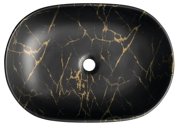 CALEO umywalka ceramiczna nablatowa, 60x42cm, marmur portoro