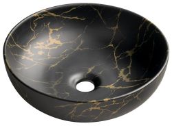 RONDANE umywalka ceramiczna nablatowa, średnica 41cm, marmur portoro