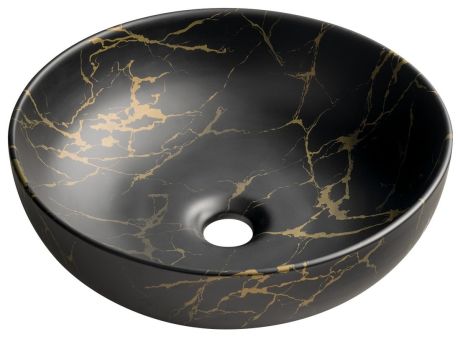 Przejdź do produktu RONDANE umywalka ceramiczna nablatowa, średnica 41cm, marmur portoro