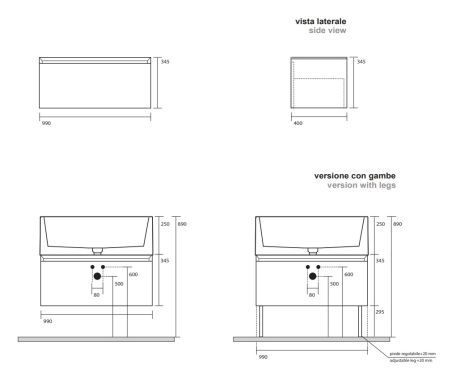 Przejdź do produktu Szafka podumywalkowa 100x40 cm z szufladą Kerasan Kanaal  781231 czarny mat