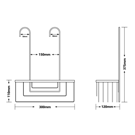 Przejdź do produktu SMART półka do kabiny prysznicowej, zawieszana na baterii, 300x375x120 mm, gun metal