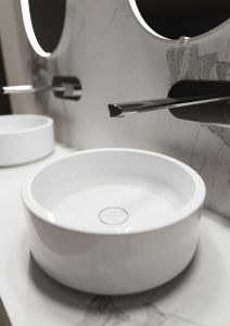 Umywalka ceramiczna okrągła 40cm Kerasan Oke 553901 biały połysk