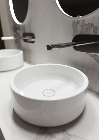 Przejdź do produktu Umywalka ceramiczna okrągła 40cm Kerasan Oke 553901 biały połysk