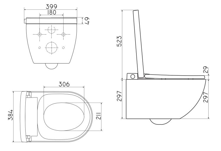 Toaleta myjąca 38x60 cm z funkcją mycia, suszenia i podgrzewaną deską WC ze stelażem Grohe i złotym przyciskiem spłukującym Major&Maker Royal biały