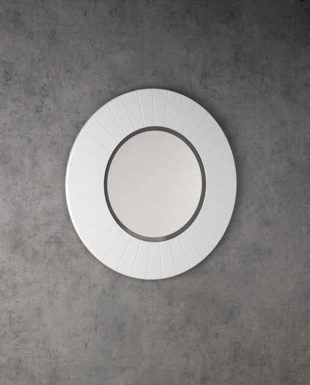 LUMIRO STRIP okrągłe lustro z oświetleniem LED w ramie średnica 75cm, biały mat