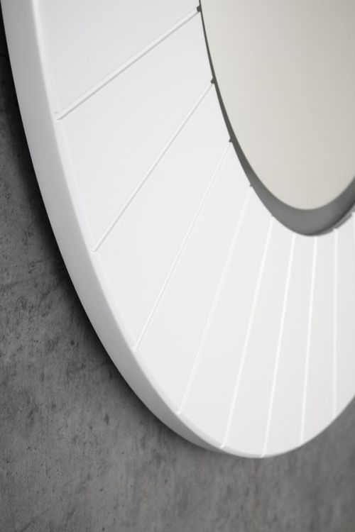 LUMIRO STRIP okrągłe lustro z oświetleniem LED w ramie średnica 75cm, biały mat