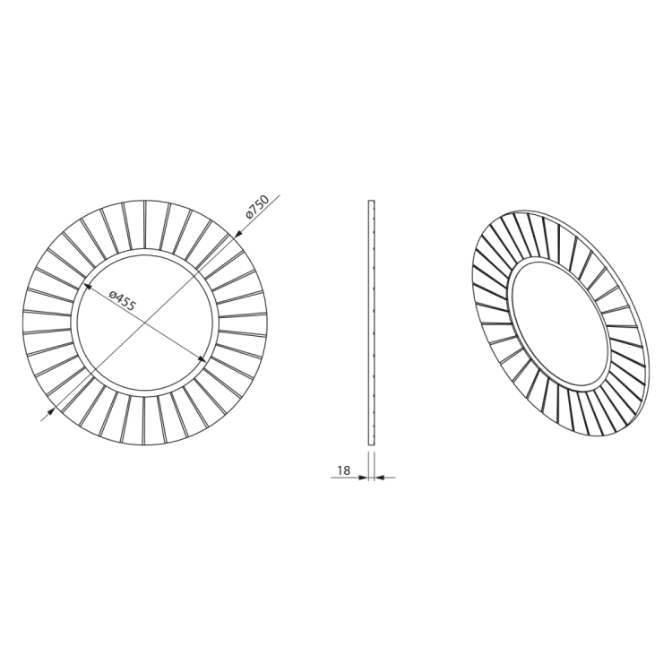 LUMIRO STRIP okrągłe lustro z oświetleniem LED w ramie średnica 75cm, carina