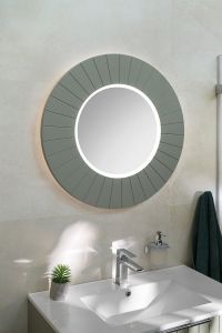 LUMIRO STRIP okrągłe lustro z oświetleniem LED w ramie średnica 75cm, verde