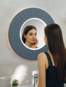 LUMIRO STRIP okrągłe lustro z oświetleniem LED w ramie średnica 90cm, siena