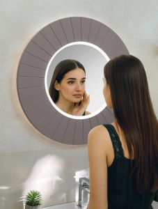 LUMIRO STRIP okrągłe lustro z oświetleniem LED w ramie średnica 90cm, agila