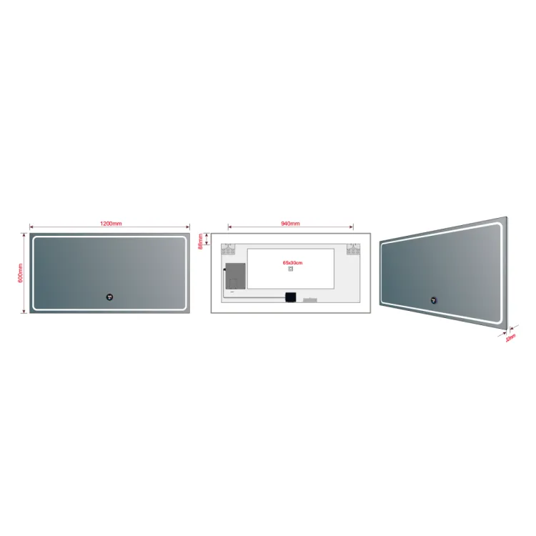 GEMINI lustro z LED oświetleniem 120x60cm, inteligentne funkcje
