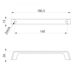 Uchwyt metalowy, 180,5/160mm, miedź mat