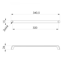 Uchwyt metalowy, 340,5/320mm, miedź mat