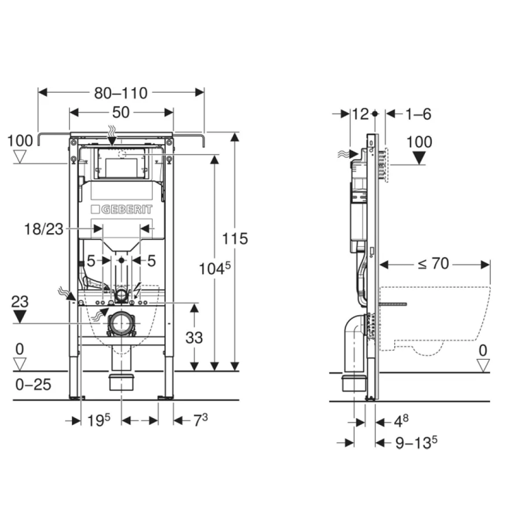 GEBERIT DUOFIX spłuczka podtynkowa Sigma 12cm, do połączenia ze ścianą boczną