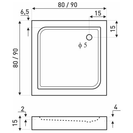 Przejdź do produktu Brodzik kwadratowy 90x90x15 cm Kerra Victor 90 biały