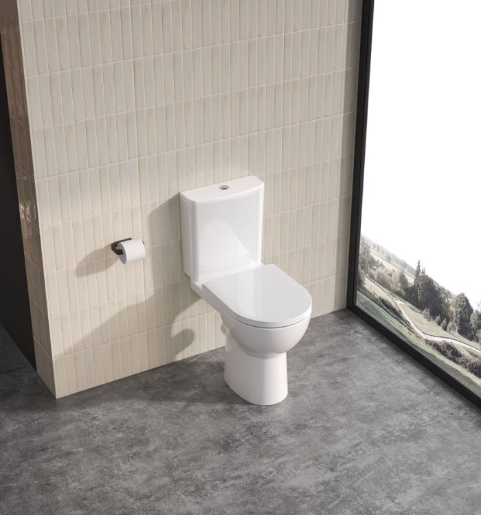SANIVEX kompakt WC, wyższe siedzenia, Rimless, odpływ poziomy/pionowy, biały